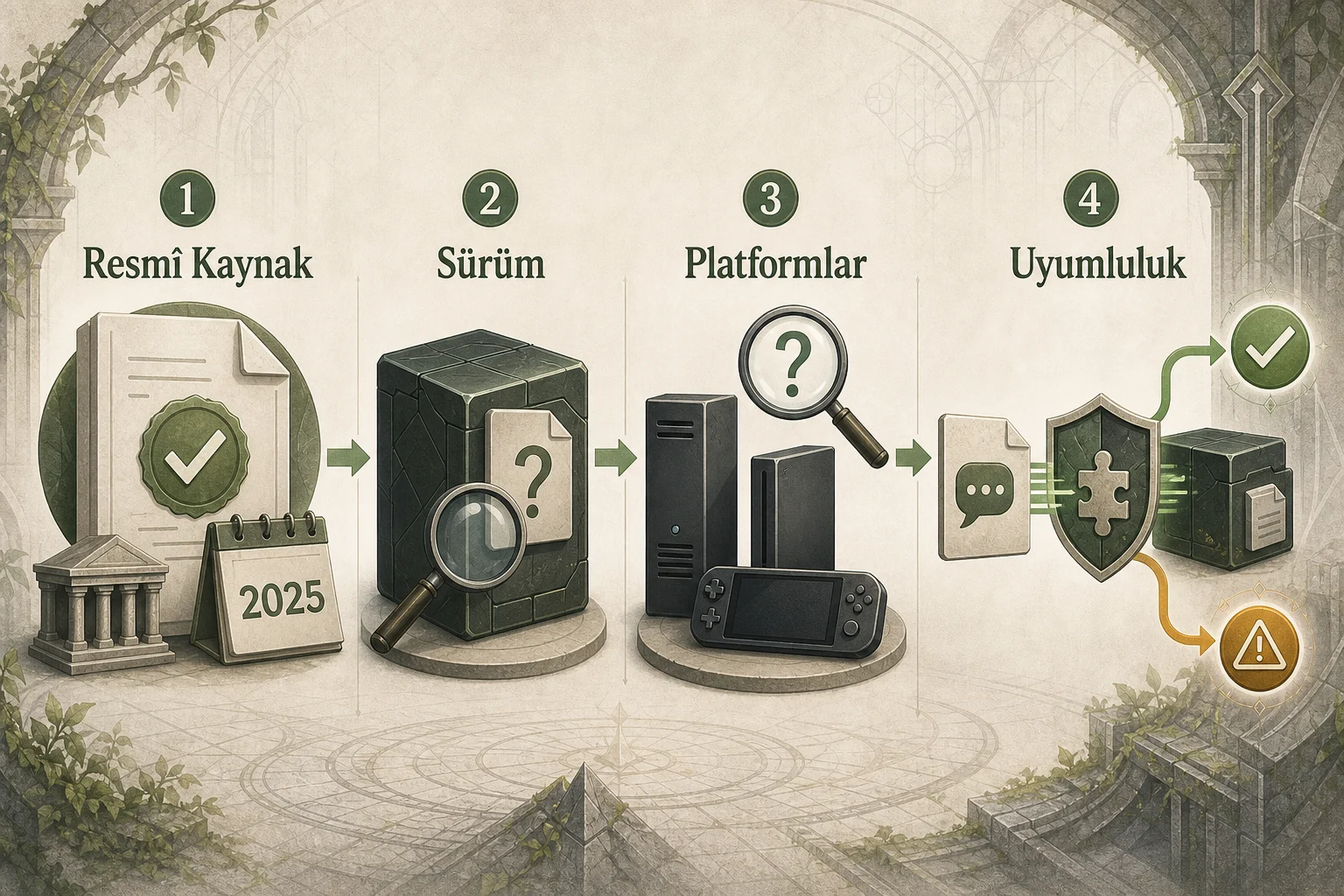 İnfografik: Doom: The Dark Ages çıkış durumu, sürümü ve platformları nasıl doğrulanır? - Doom: The Dark Ages Türkçe Yama Rehberi: Güncel Sürüm ve Dil Desteği