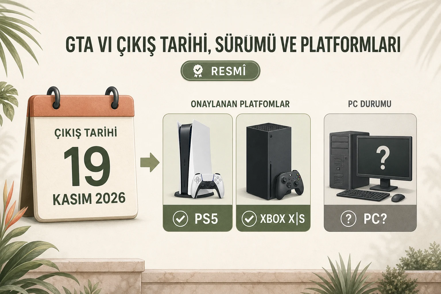 İnfografik: Çıkış durumu, sürüm ve platformlar - GTA VI Çıkış Tarihi, Platformları ve PC Sürümü: Resmî Bilgiler