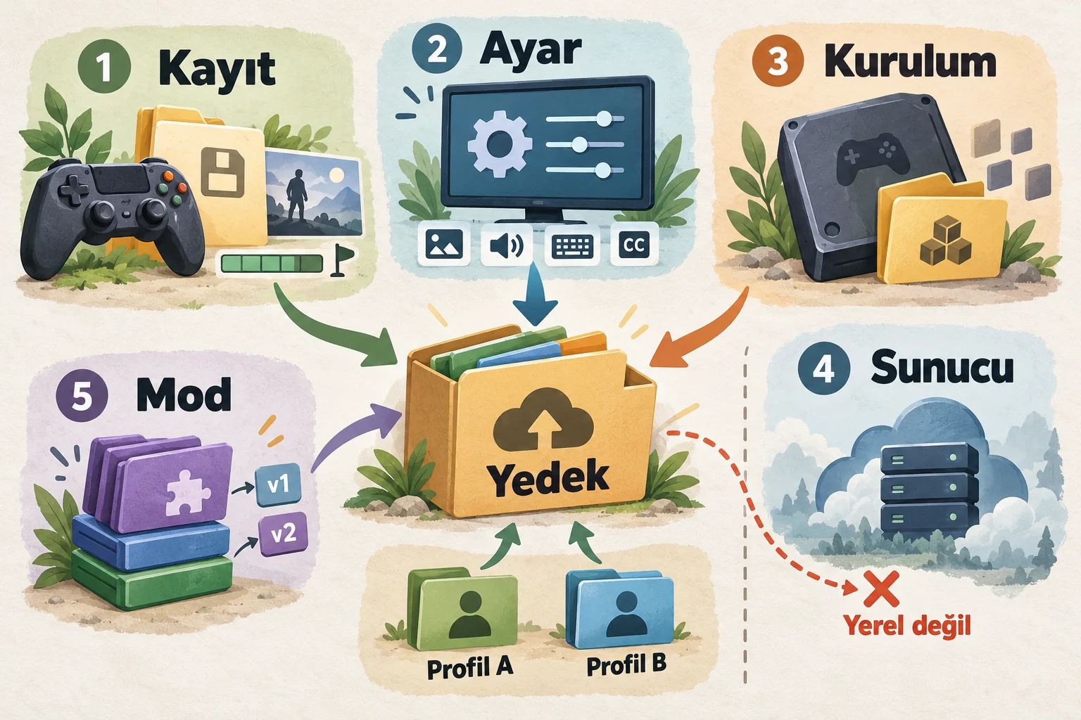 İnfografik: Temel bilgiler: Kayıt, ayar ve kurulum dosyaları aynı mı? - Oyun Güncellemesi Öncesi Yedek Alma