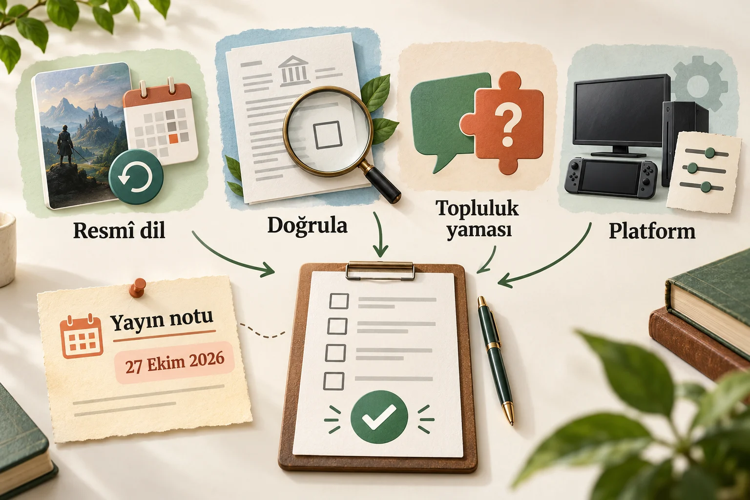 İnfografik: Türkçe yama ve resmî dil desteği durumu — 27 Ekim 2026 yayın notu; doğrulama tarihi değildir - Oyun Ön Sipariş Iade Koşulları