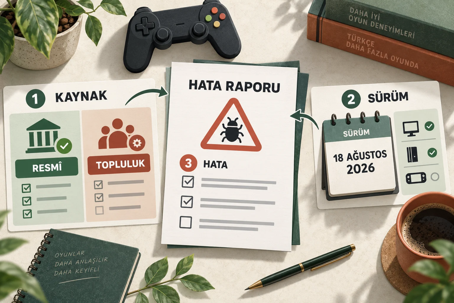 İnfografik: Türkçe yama ve resmî dil desteği durumu — 18 Ağustos 2026 - Türkçe Yama Hata Raporu Nasıl Hazırlanır?