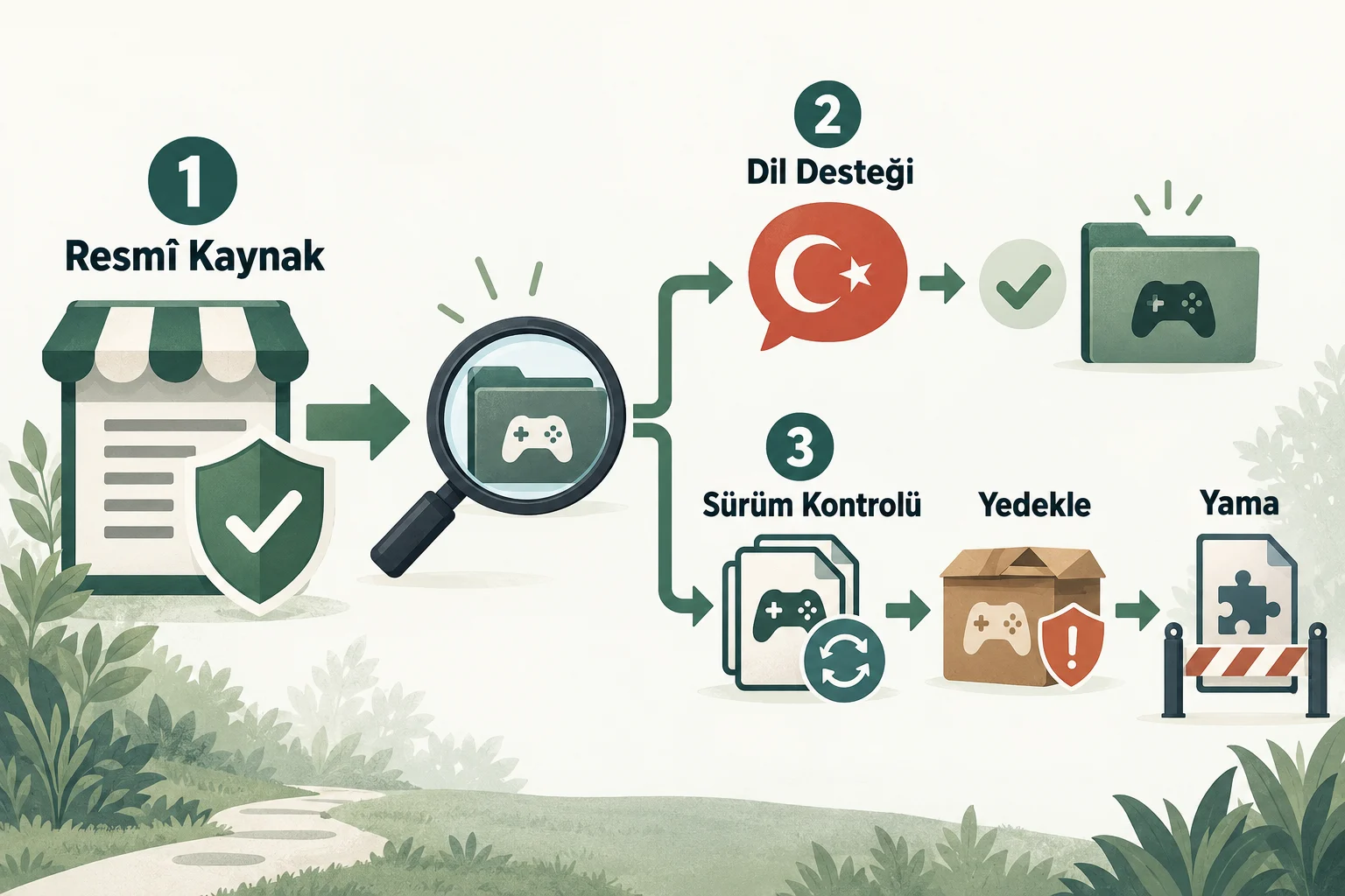 İnfografik: Resmî kaynak kontrolü neden yama dosyasından önce yapılmalıdır? - Türkçe Yama Kurmadan Önce Oyun Dosyaları Nasıl Yedeklenir?