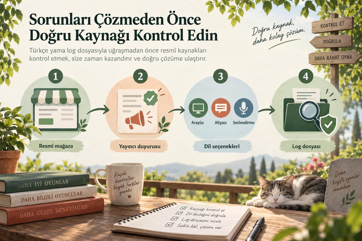 İnfografik: Resmî durum ve kaynak kontrolü nasıl yapılır? - Türkçe Yama Sorunlarında Log Dosyası Nasıl Bulunur?