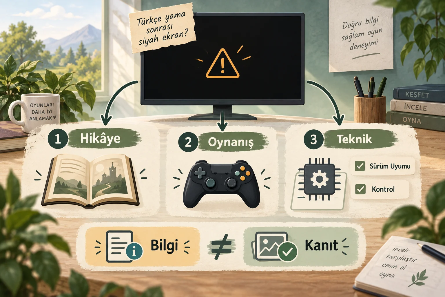 İnfografik: Oyunun hikâyesi, oynanışı ve teknik bilgileri nasıl doğrulanır? - Türkçe Yama Sonrası Siyah Ekran Sorunu Nasıl İncelenir?