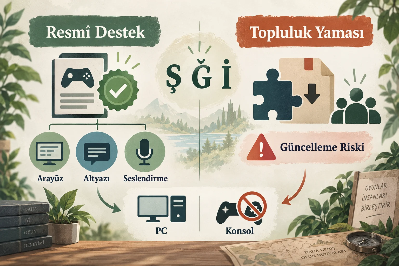 İnfografik: Resmî Türkçe destek ile topluluk yaması nasıl ayrılır? - Türkçe Yamada Ş, Ğ ve İ Karakterleri Bozuk Görünüyorsa Ne Yapılır?
