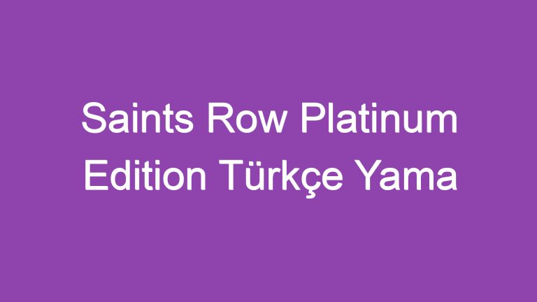 Saints Row Platinum Edition Türkçe Yama